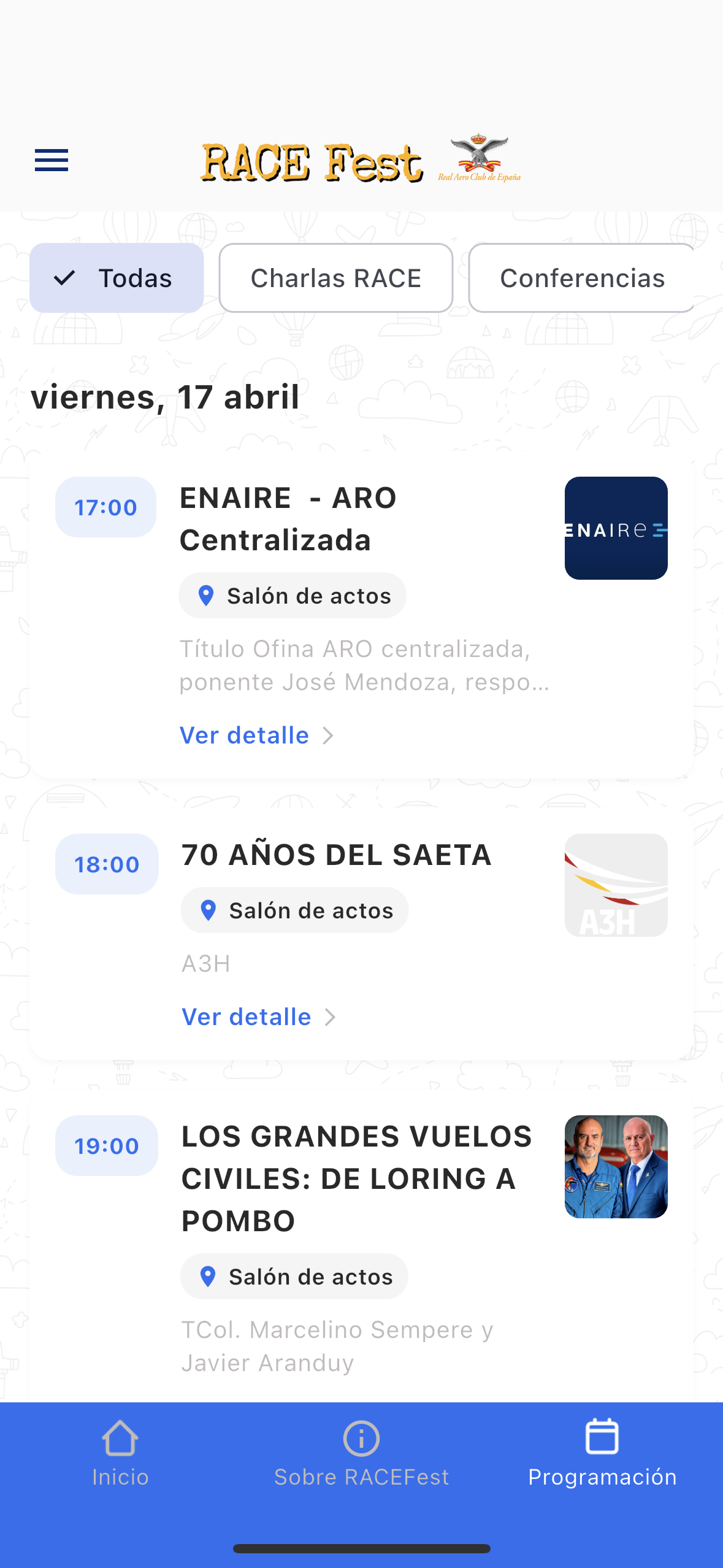 Programación del evento
